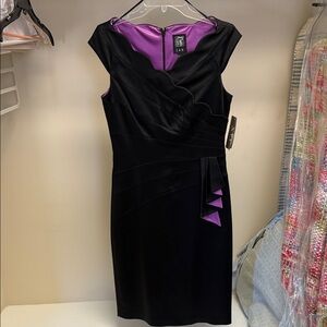 Black Cocktail Dress with Purple Detail - NWT
